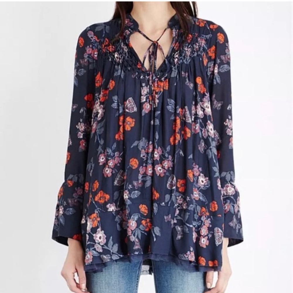 Free People floral smocked tunic